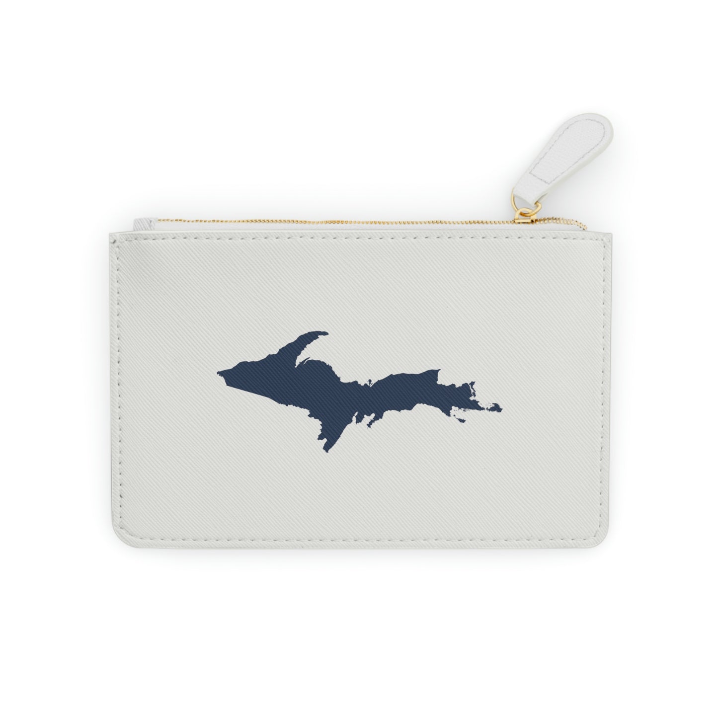 Michigan Upper Peninsula Mini Clutch Bag (Birch Bark White w/ Navy UP Outline)