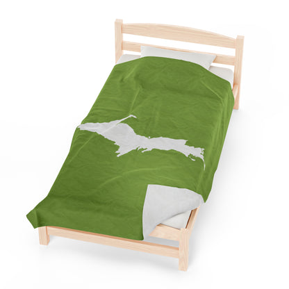 Michigan Upper Peninsula Plush Blanket (w/ UP Outline) | Gooseberry Green