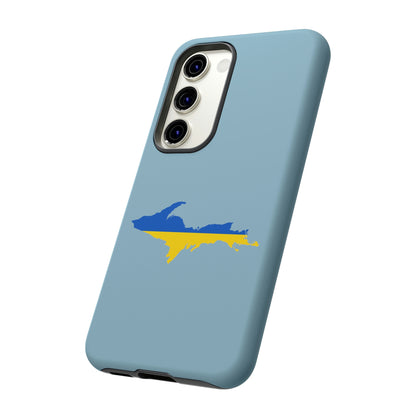 Michigan Upper Peninsula Tough Phone Case (Opal Blue w/ UP Ukraine Flag Outline) | Samsung & Pixel Android