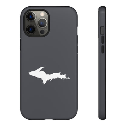 Michigan Upper Peninsula Tough Phone Case (Iron Ore Grey w/ UP Outline) | Apple iPhone