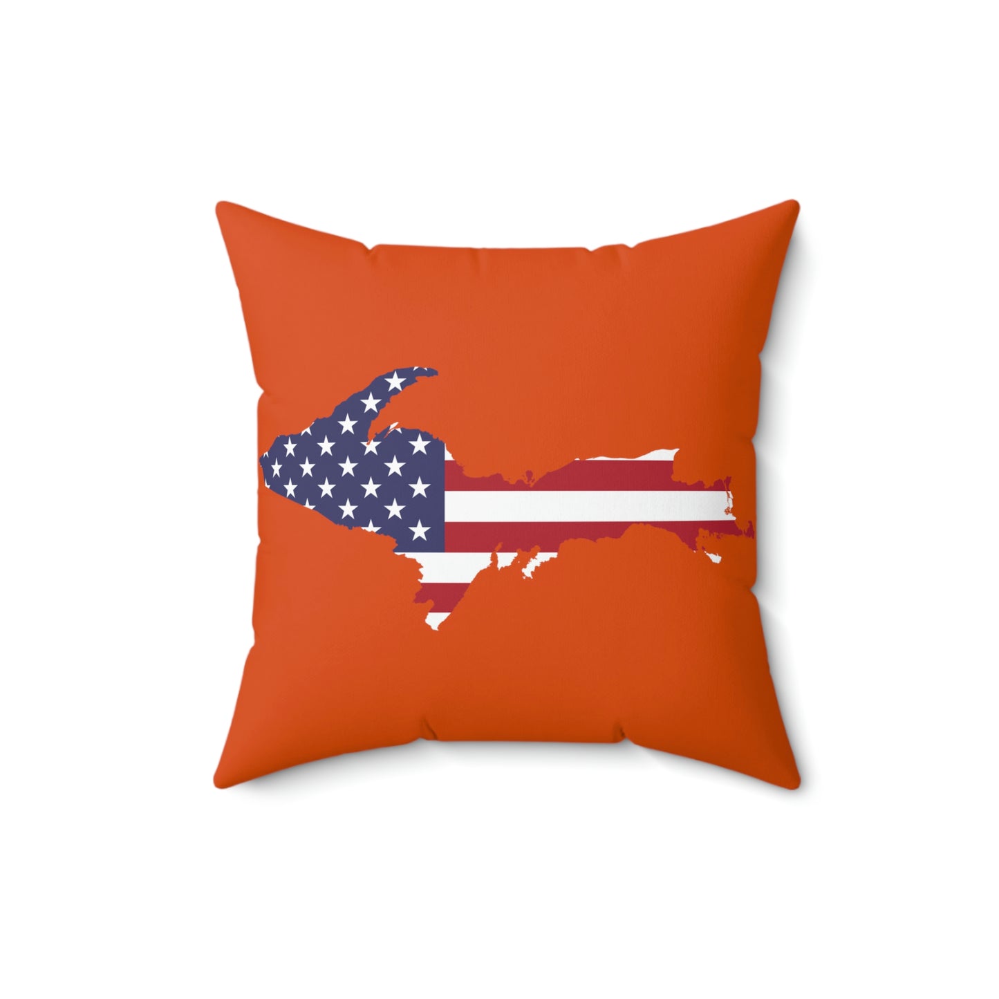 Michigan Upper Peninsula Accent Pillow (w/ UP USA Flag Outline) | Maple Leaf Orange