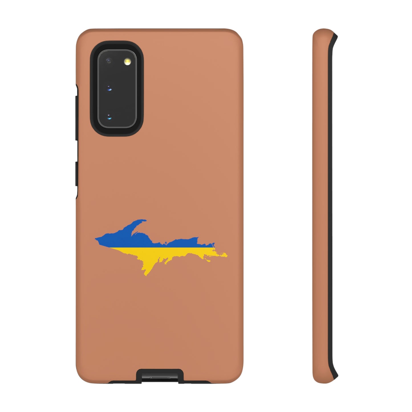 Michigan Upper Peninsula Tough Phone Case (Copper Color w/ UP Ukraine Flag Outline) | Samsung & Pixel Android