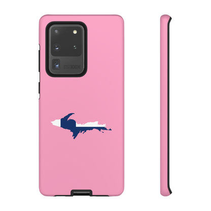 Michigan Upper Peninsula Tough Phone Case ('67 Caddie Pink w/ UP Finland Flag Outline) | Samsung & Pixel Android