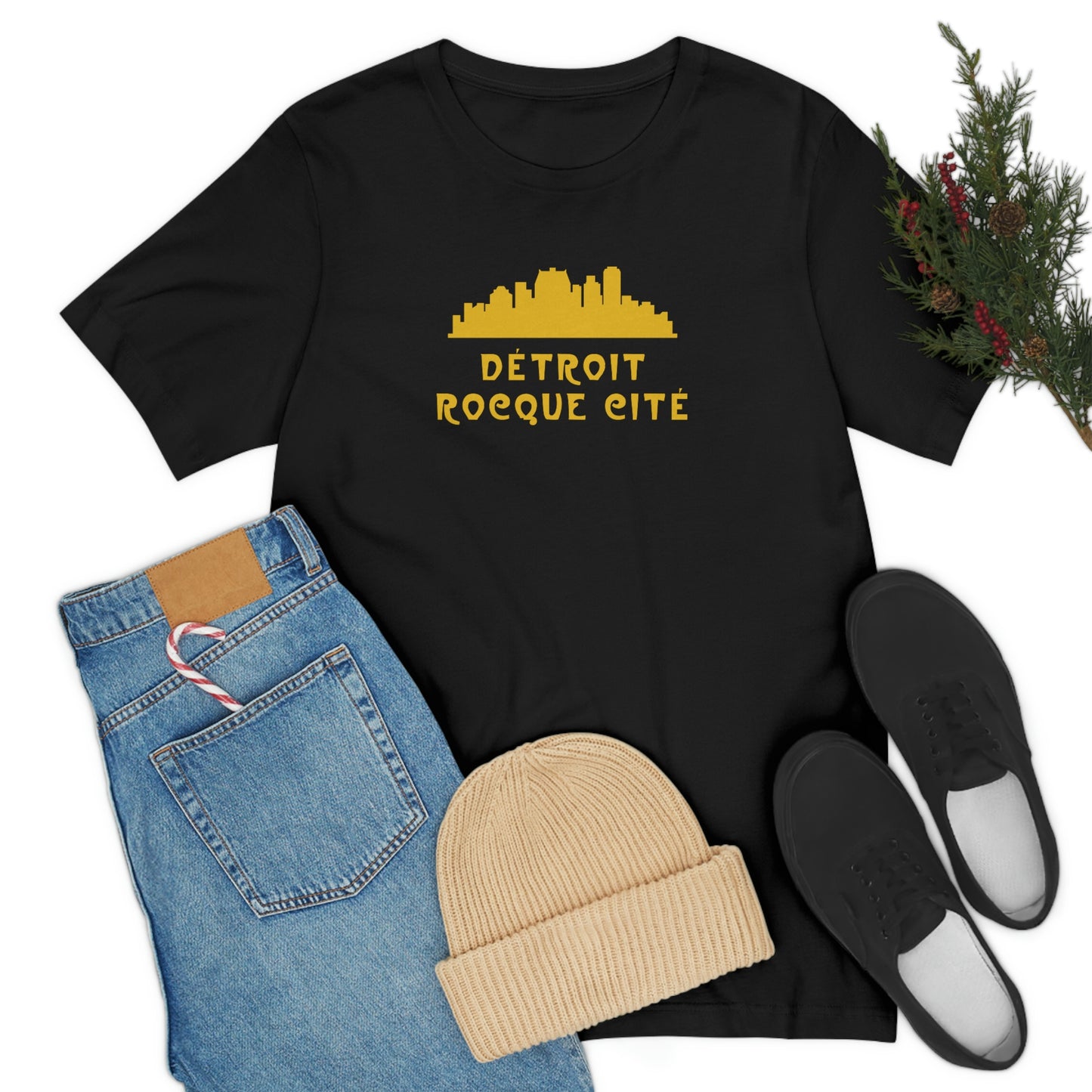 'Détroit Rocque Cité' with Skyline T-Shirt | Unisex Standard Fit