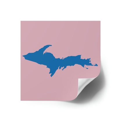 Michigan Upper Peninsula Square Sticker (Pink w/ Azure UP Outline) | Indoor/Outdoor