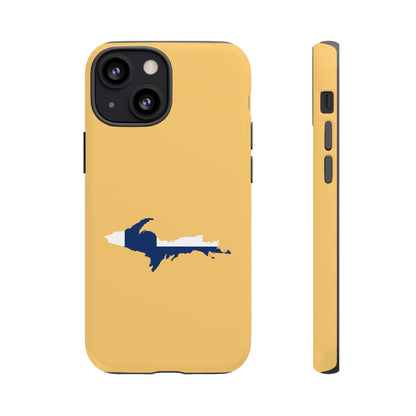 Michigan Upper Peninsula Tough Phone Case (Citrine w/ UP Finland Flag Outline) | Apple iPhone