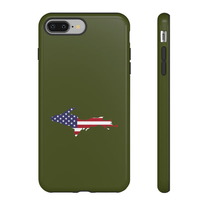 Michigan Upper Peninsula Tough Phone Case (Army Green w/ UP USA Outline) | Apple iPhone