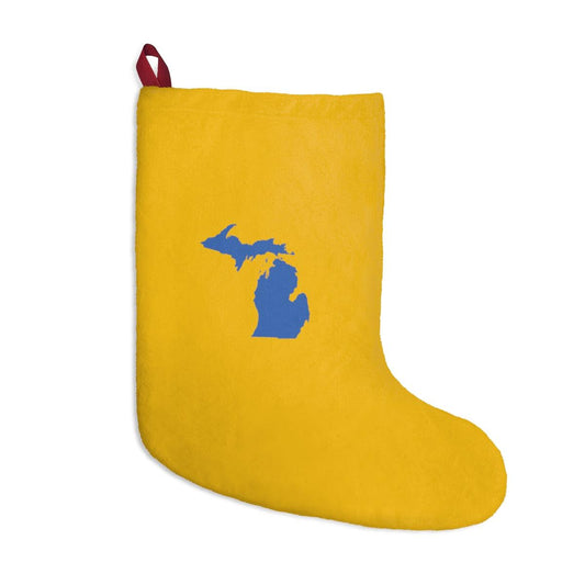 Michigan Outline Christmas Stocking | Yellow and Blue Colors - Circumspice Michigan