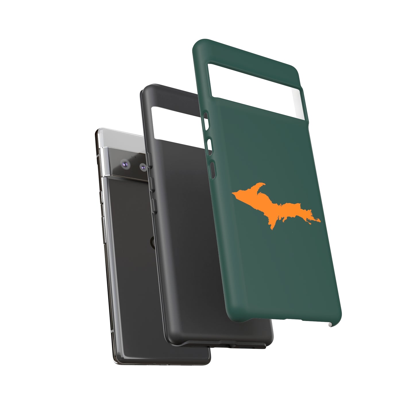 Michigan Upper Peninsula Tough Phone Case (Green w/ Orange UP Outline) | Samsung & Pixel Android