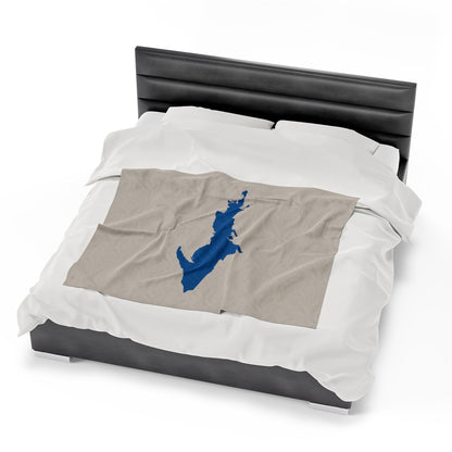 Michigan Upper Peninsula Plush Blanket (w/ Azure UP Outline) | Canvas Color