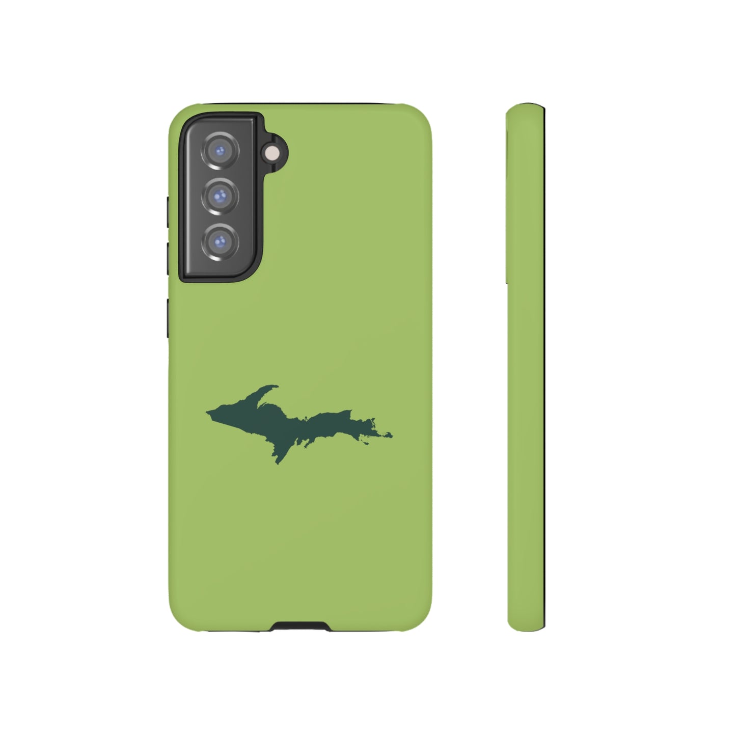 Michigan Upper Peninsula Tough Phone Case (Gooseberry Green w/ Green UP Outline) | Samsung & Pixel Android