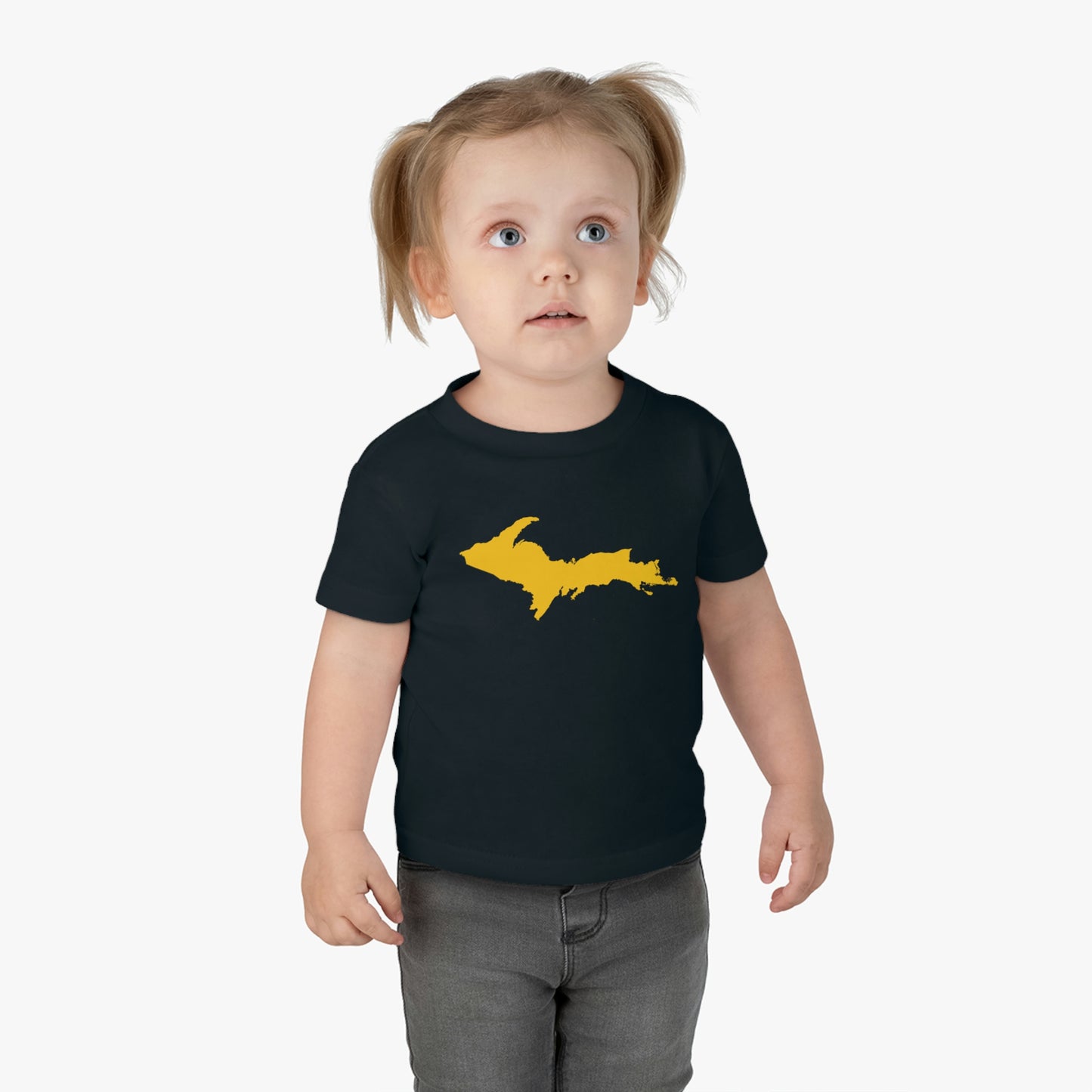 Michigan Upper Peninsula Infant T-Shirt (w/ Gold UP Outline) | Short Sleeve