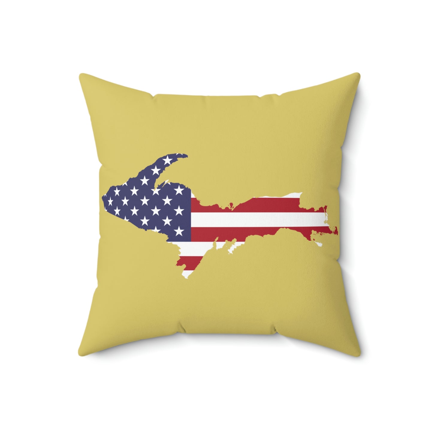 Michigan Upper Peninsula Accent Pillow (w/ UP USA Flag Outline) | Plum Yellow