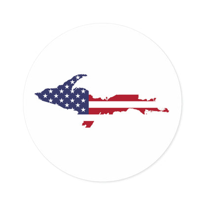 Michigan Upper Peninsula Round Stickers (w/ UP USA Flag Outline) | Indoor\Outdoor