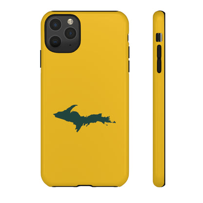 Michigan Upper Peninsula Tough Phone Case (Gold w/ Green UP Outline) | Apple iPhone