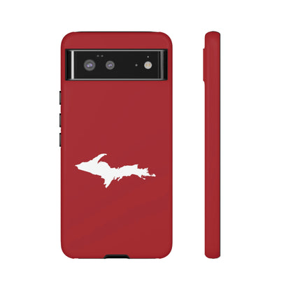 Michigan Upper Peninsula Tough Phone Case (Thimbleberry Red w/ UP Outline) | Samsung & Pixel Android