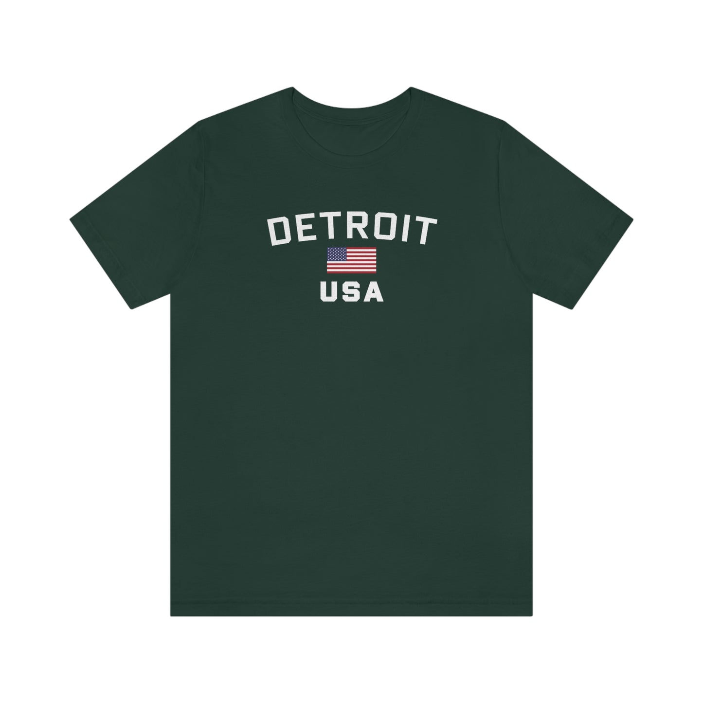 'Detroit USA' T-Shirt (w/ USA Flag Outline) | Unisex Standard Fit