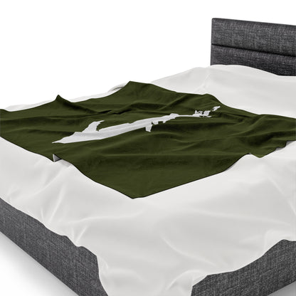 Michigan Upper Peninsula Plush Blanket (w/ UP Outline) | Army Green