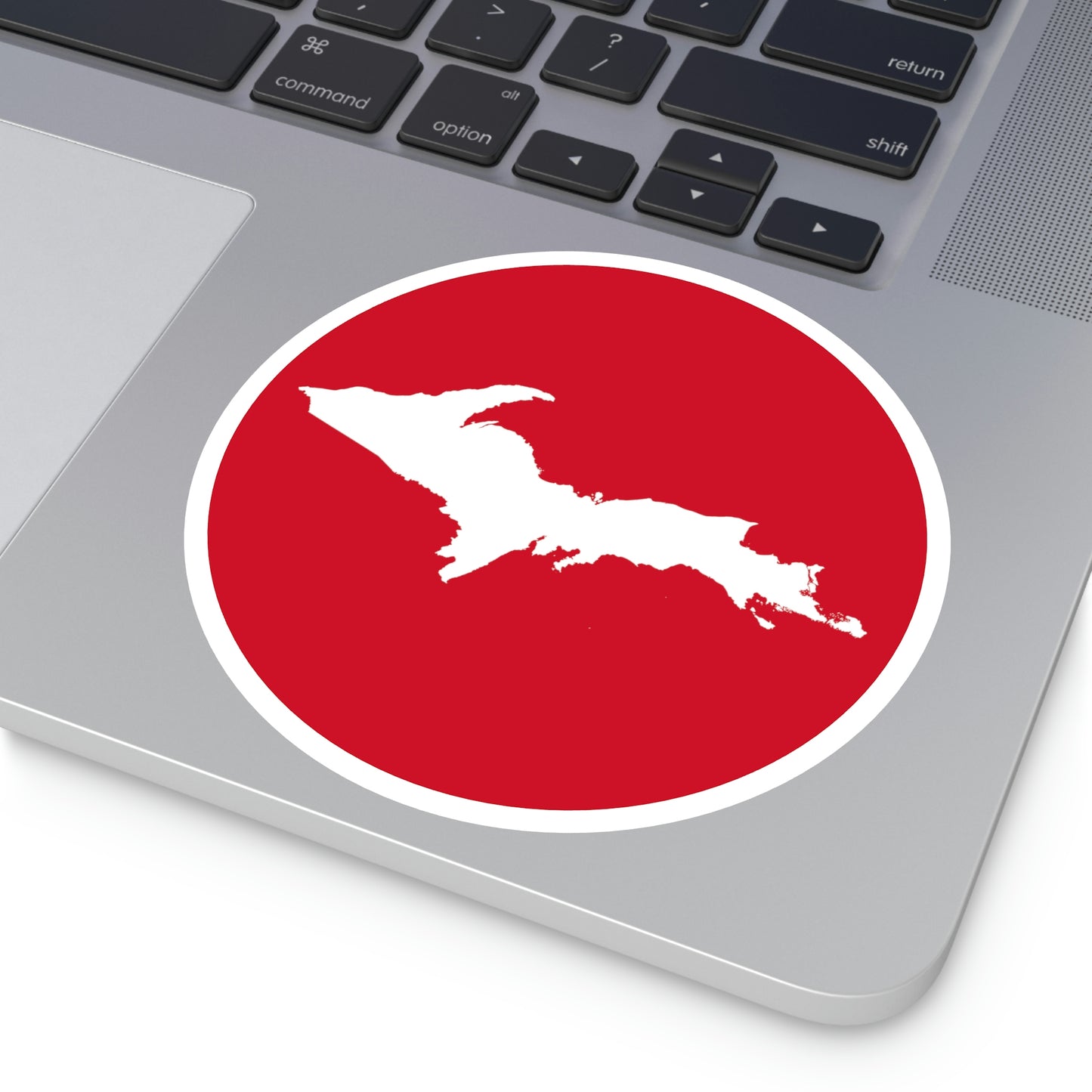 Michigan Upper Peninsula Round Stickers (Red w/ UP Outline) | Indoor\Outdoor