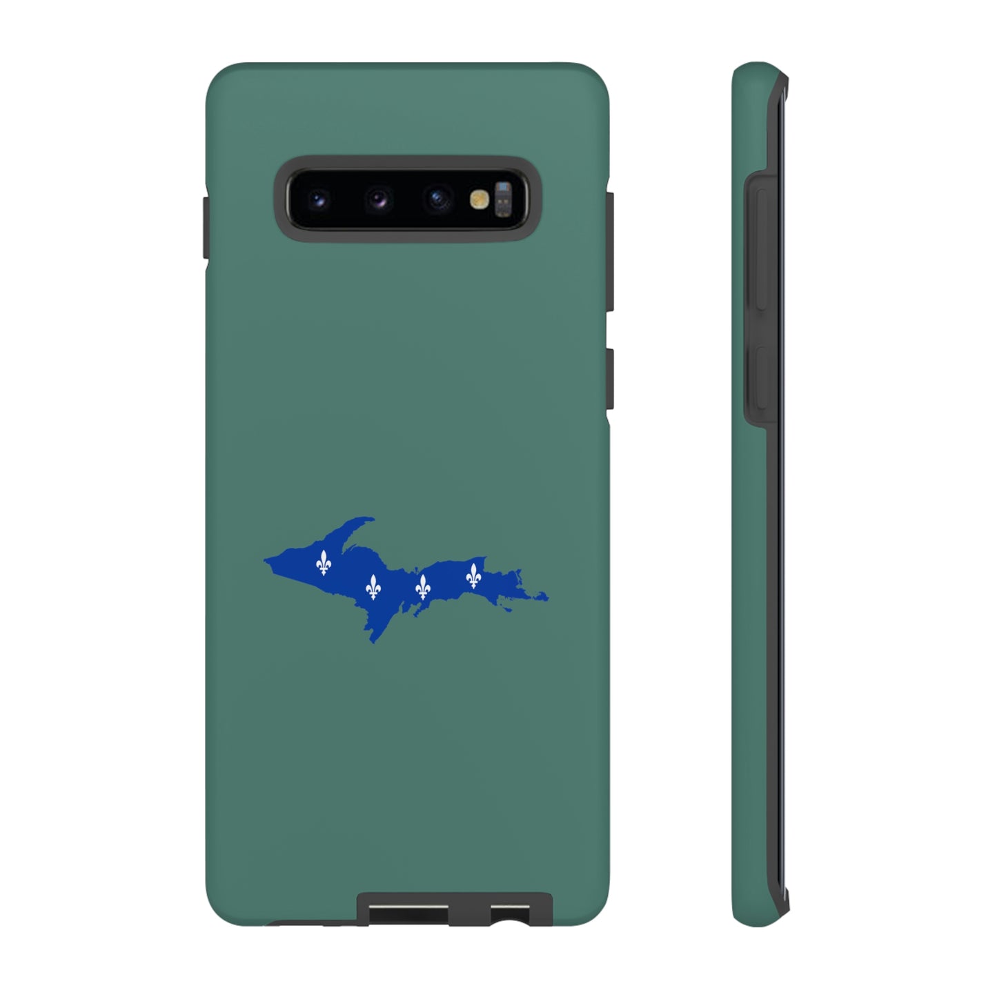 Michigan Upper Peninsula Tough Phone Case (Copper Green w/ UP Quebec Flag Outline) | Samsung & Pixel Android