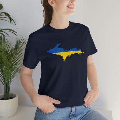 Michigan Upper Peninsula T-Shirt (w/ UP Ukraine Flag Outline) | Unisex Standard Fit