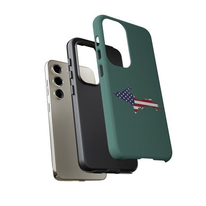 Michigan Upper Peninsula Tough Phone Case (Copper Green w/ UP USA Flag Outline) | Samsung & Pixel Android