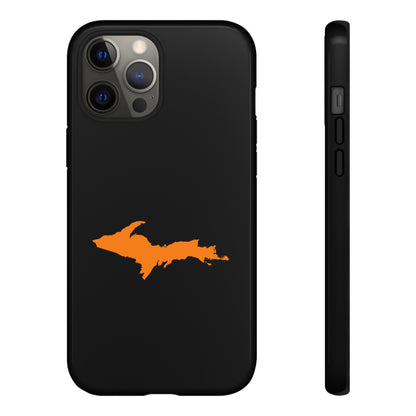 Michigan Upper Peninsula Tough Phone Case (Black w/ Orange UP Outline) | Apple iPhone