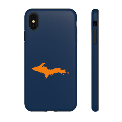 Michigan Upper Peninsula Tough Phone Case (Navy w/ Orange UP Outline) | Apple iPhone