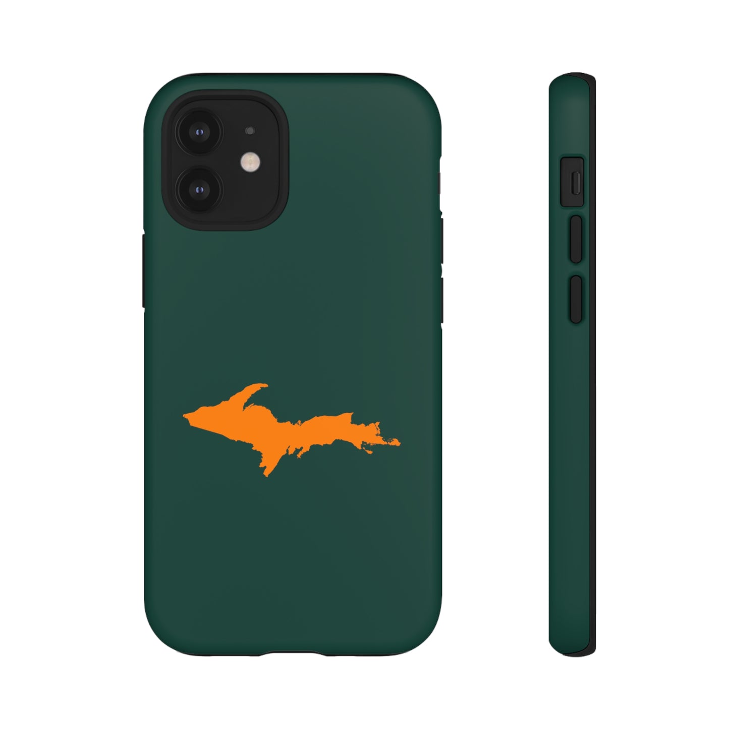 Michigan Upper Peninsula Tough Phone Case (Green w/ Orange UP Outline) | Apple iPhone