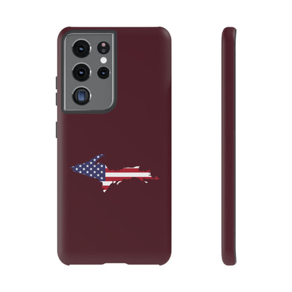 Michigan Upper Peninsula Tough Phone Case (Old Mission Burgundy w/ UP USA Flag Outline) | Samsung & Pixel Android