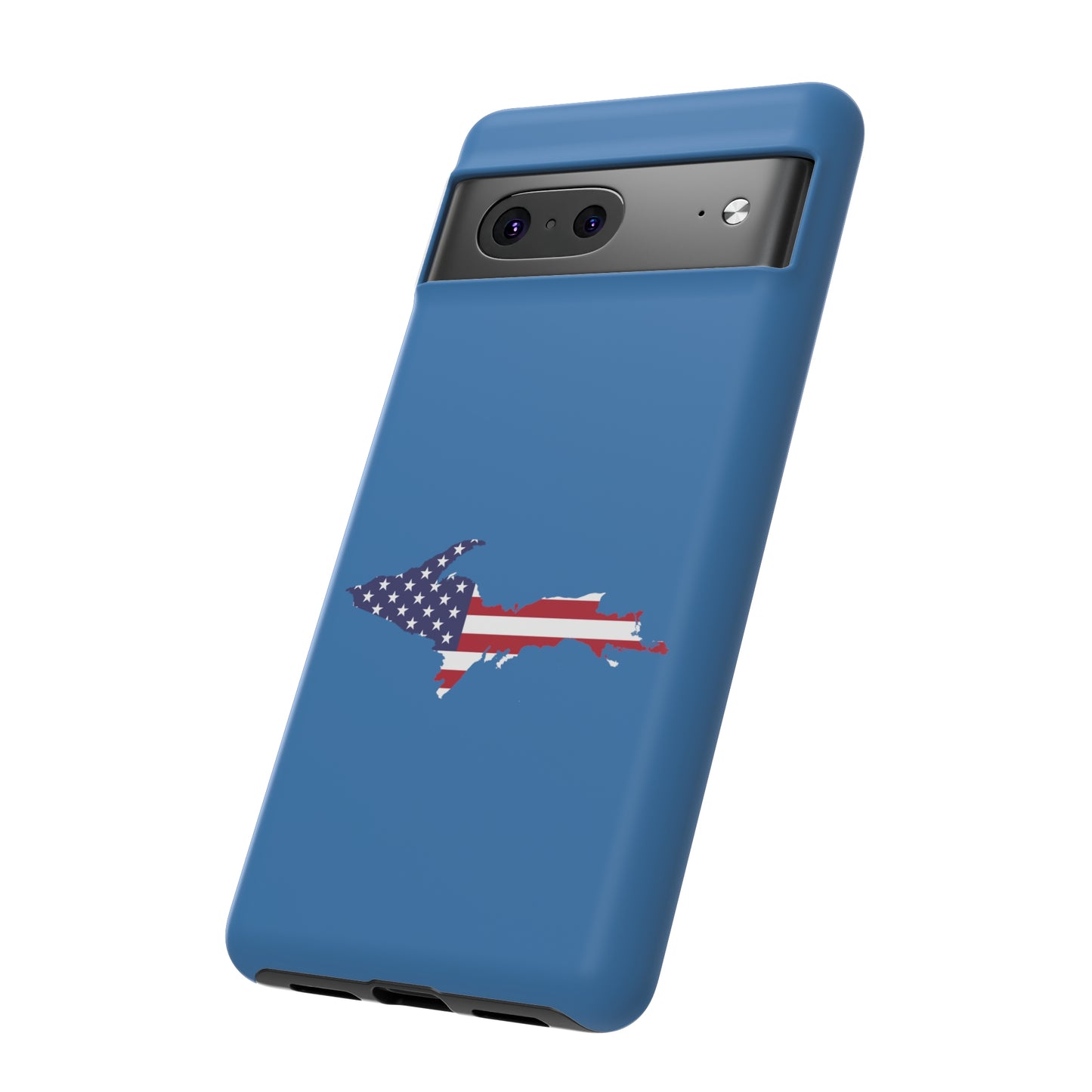 Michigan Upper Peninsula Tough Phone Case (Lake Superior Blue w/ UP USA Flag Outline) | Samsung & Pixel Android