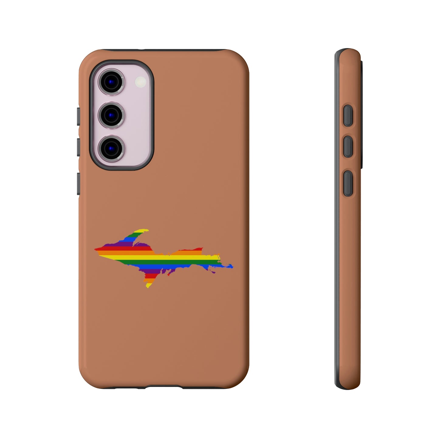 Michigan Upper Peninsula Tough Phone Case (Copper Color w/ UP Pride Flag Outline) | Samsung & Pixel Android