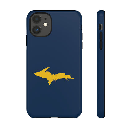 Michigan Upper Peninsula Tough Phone Case (Navy w/ Gold UP Outline) | Apple iPhone