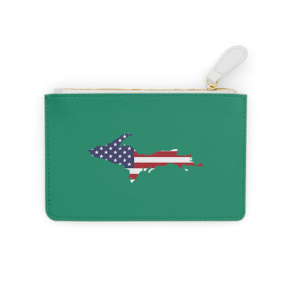 Michigan Upper Peninsula Mini Clutch Bag (Emerald Green w/ UP USA Flag Outline)