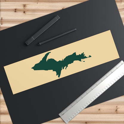 Michigan Upper Peninsula Bumper Sticker (w/ Green UP Outline) | Maple Color Background