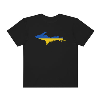 Michigan Upper Peninsula T-Shirt (w/ UP Ukraine Flag Outline) | Unisex Garment-Dyed