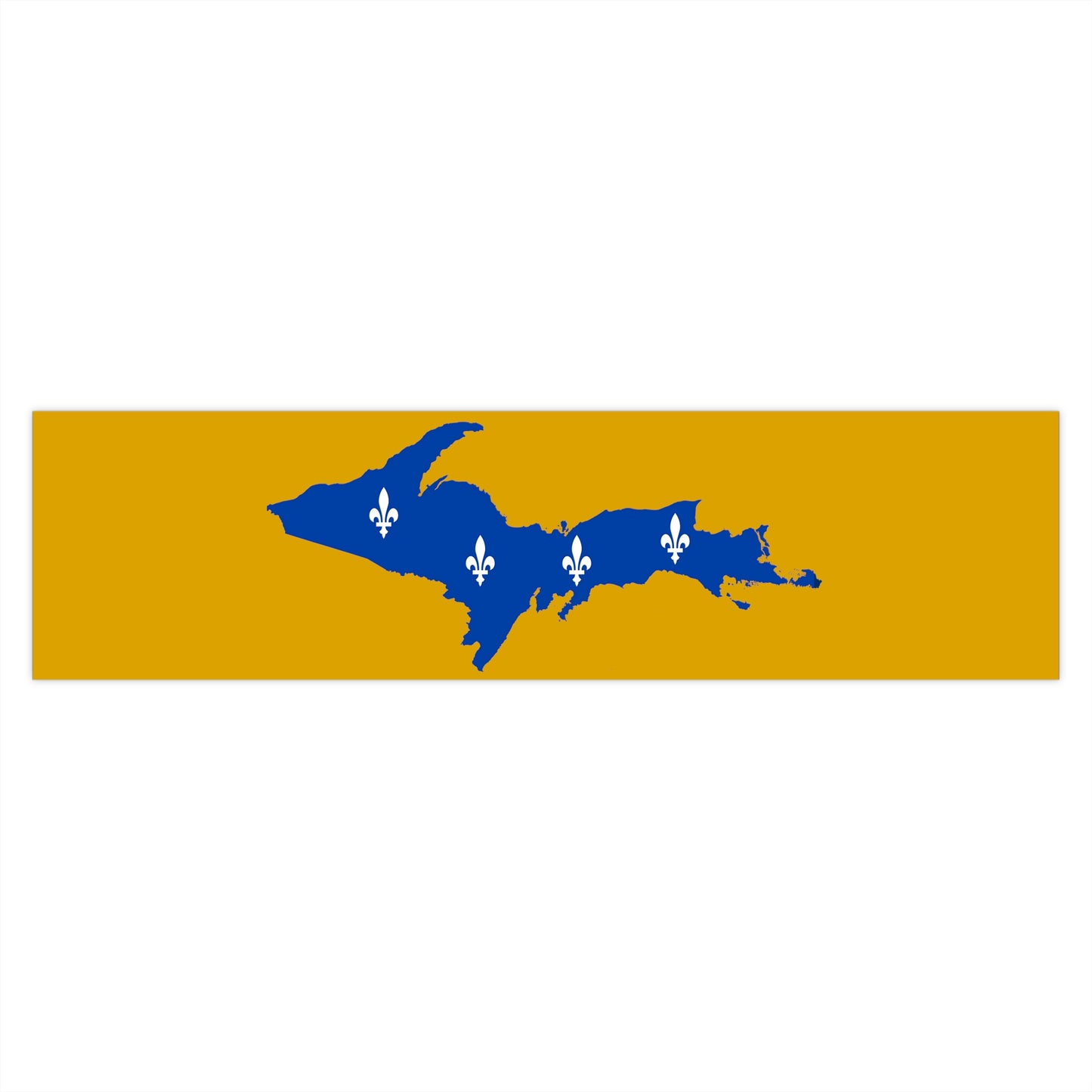 Michigan Upper Peninsula Bumper Stickers (w/ UP Quebec Flag Outline) | Gold Background