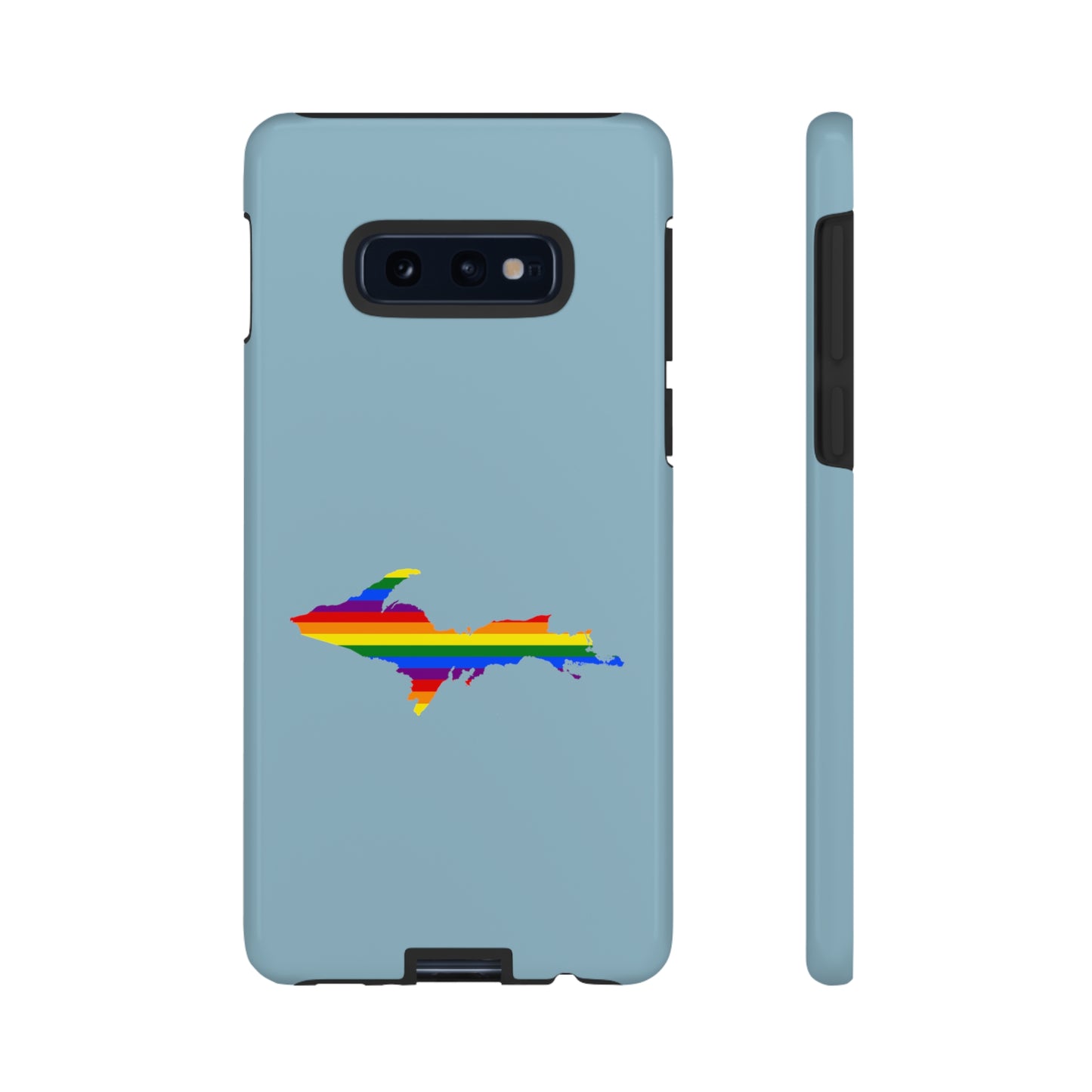 Michigan Upper Peninsula Tough Phone Case (Opal Blue w/ UP Pride Flag Outline) | Samsung & Pixel Android