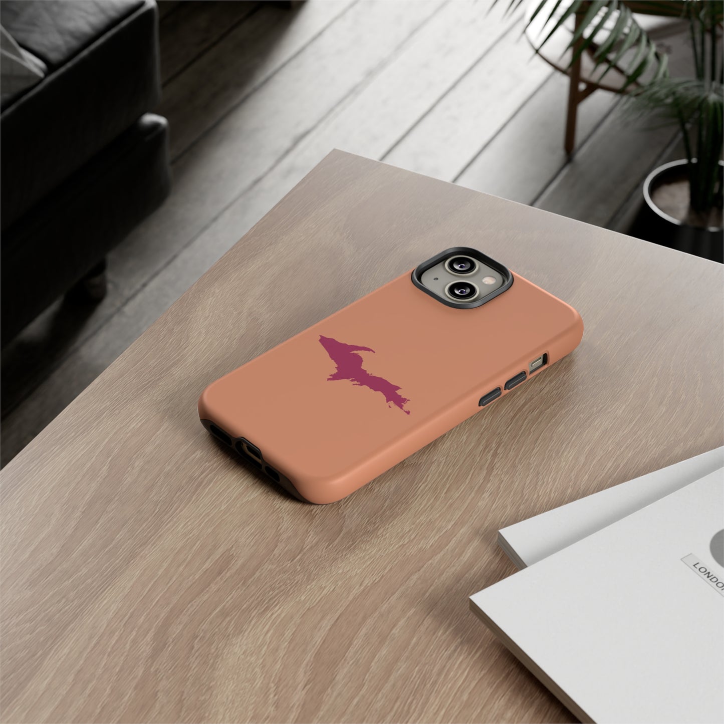 Michigan Upper Peninsula Tough Phone Case (Copper Color w/ Ruby UP Outline) | Apple iPhone