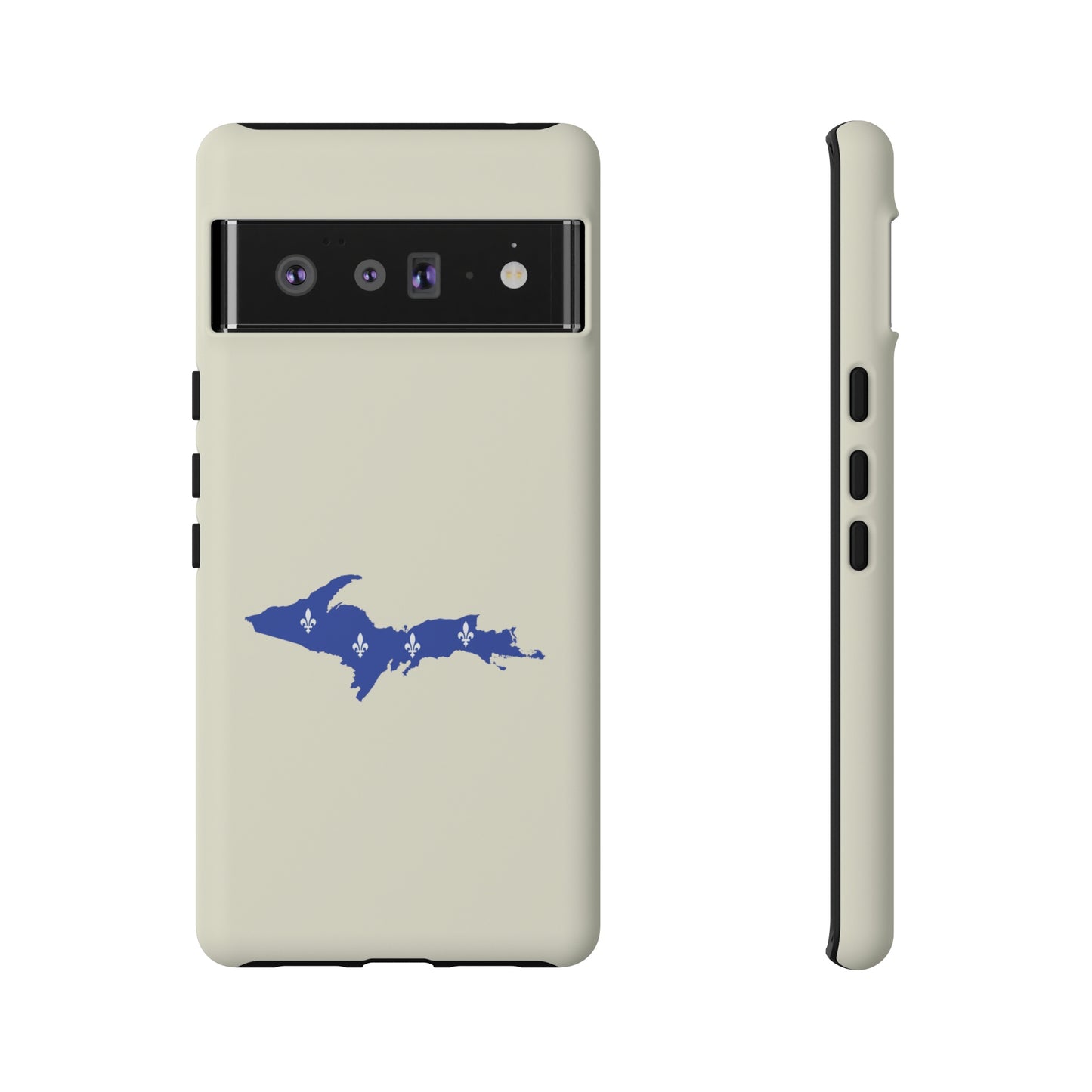 Michigan Upper Peninsula Tough Phone Case (Ivory Color w/ UP Quebec Flag Outline) | Samsung & Pixel Android