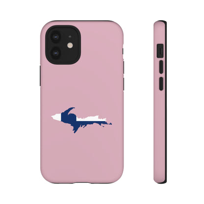 Michigan Upper Peninsula Tough Phone Case (Pink w/ UP Finland Flag Outline) | Apple iPhone