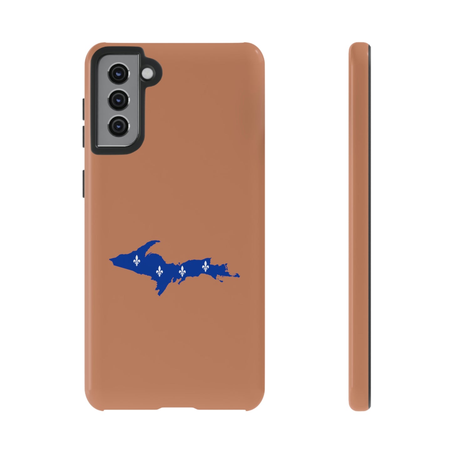 Michigan Upper Peninsula Tough Phone Case (Copper Color w/ UP Quebec Flag Outline) | Samsung & Pixel Android