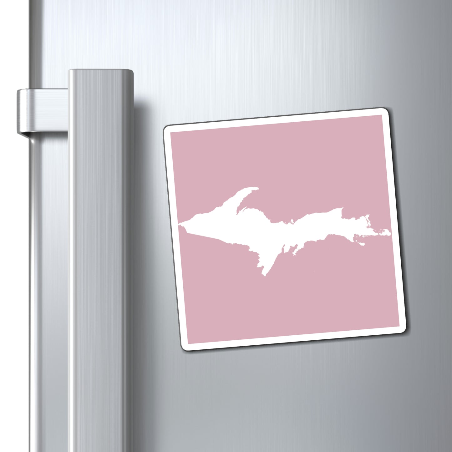 Michigan Upper Peninsula Square Magnet (Pink w/ UP Outline)