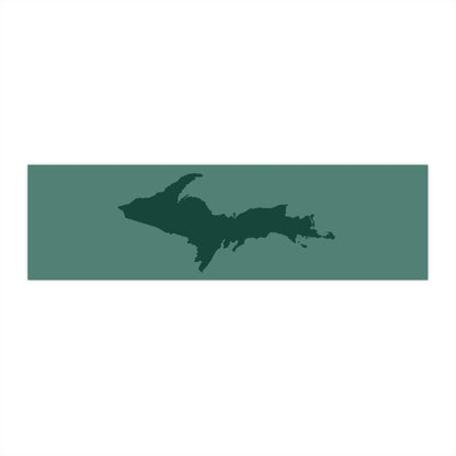 Michigan Upper Peninsula Bumper Sticker (w/ Green UP Outline) | Copper Green Background