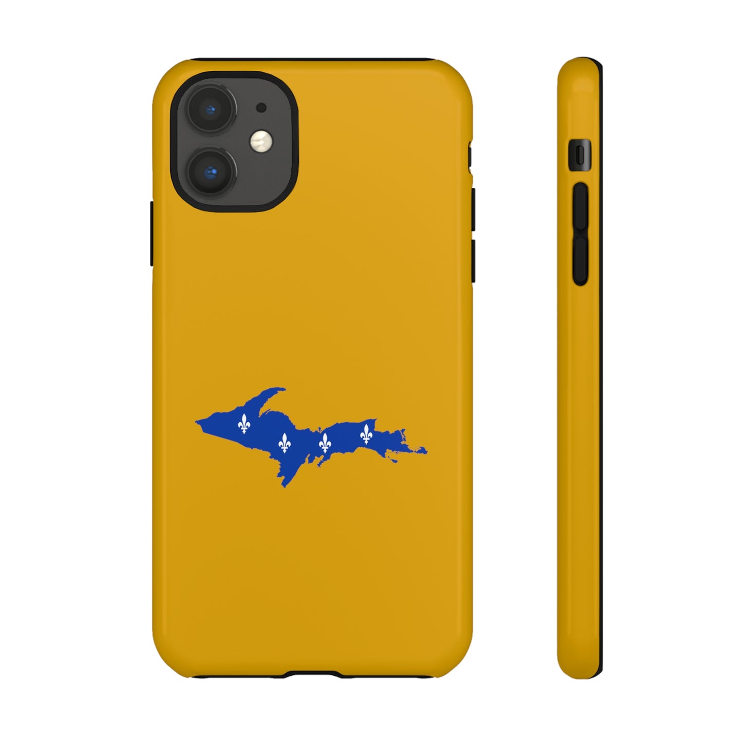 Michigan Upper Peninsula Tough Phone Case (Gold w/ UP Quebec Flag Outline) | Apple iPhone