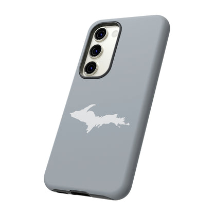 Michigan Upper Peninsula Tough Phone Case (Silver w/ UP Outline) | Samsung & Pixel Android