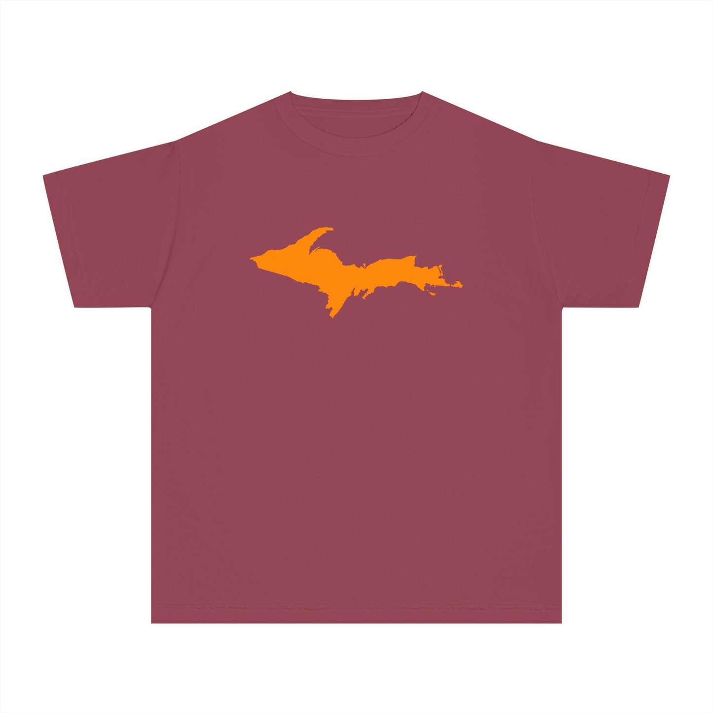 Michigan Upper Peninsula T-Shirt (w/ Orange UP Outline) | Youth Garment-Dyed