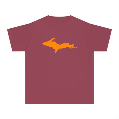 Michigan Upper Peninsula T-Shirt (w/ Orange UP Outline) | Youth Garment-Dyed