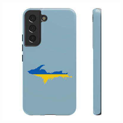 Michigan Upper Peninsula Tough Phone Case (Opal Blue w/ UP Ukraine Flag Outline) | Samsung & Pixel Android