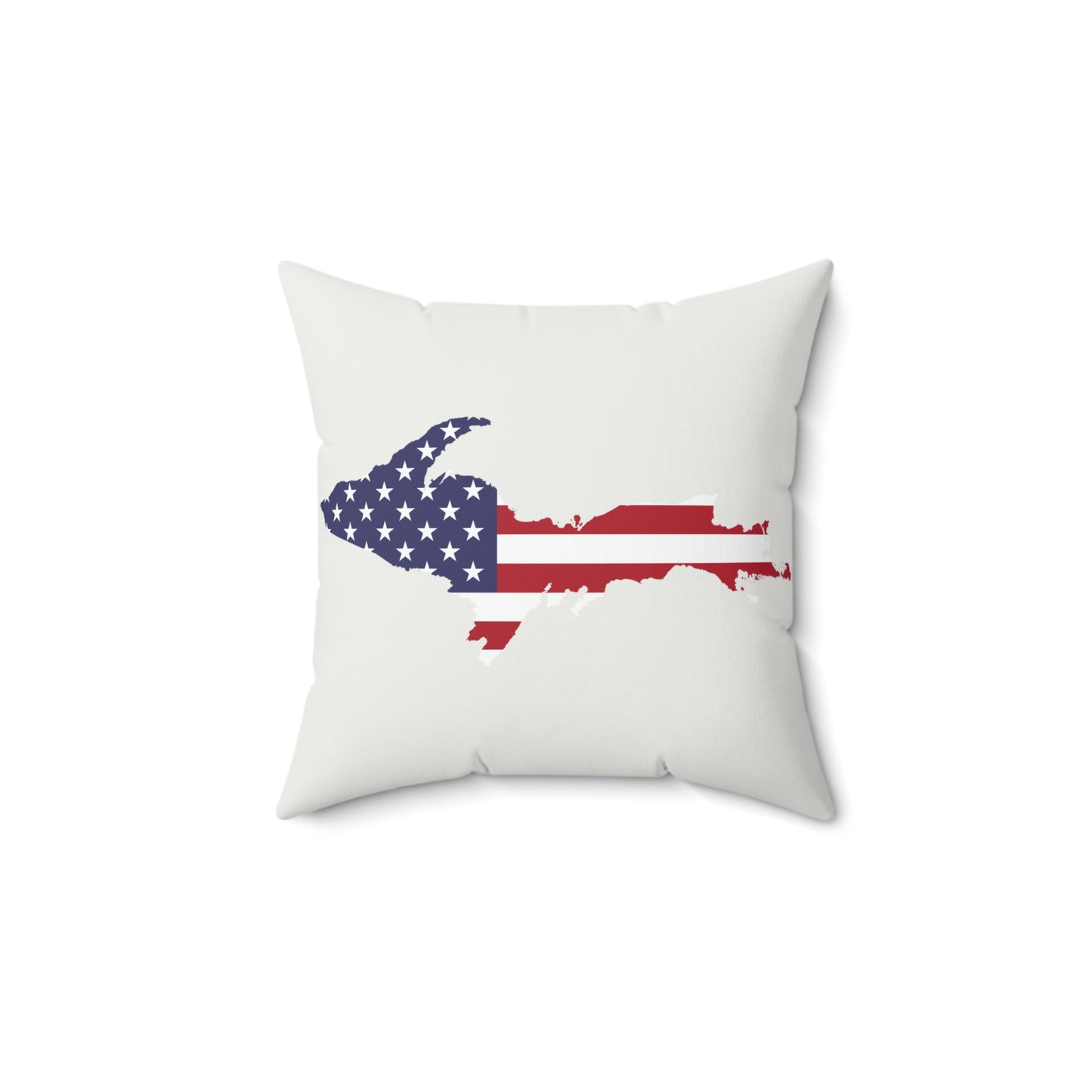 Michigan Upper Peninsula Accent Pillow (w/ UP USA Flag Outline) | Birch Bark White